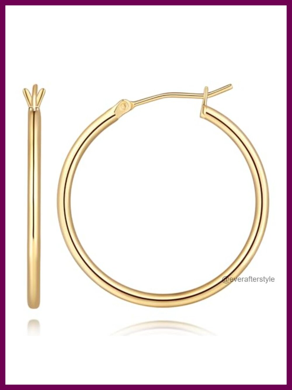 14K Gold Plated Hoop Earrings for Women Latch Back Timeless Everyday